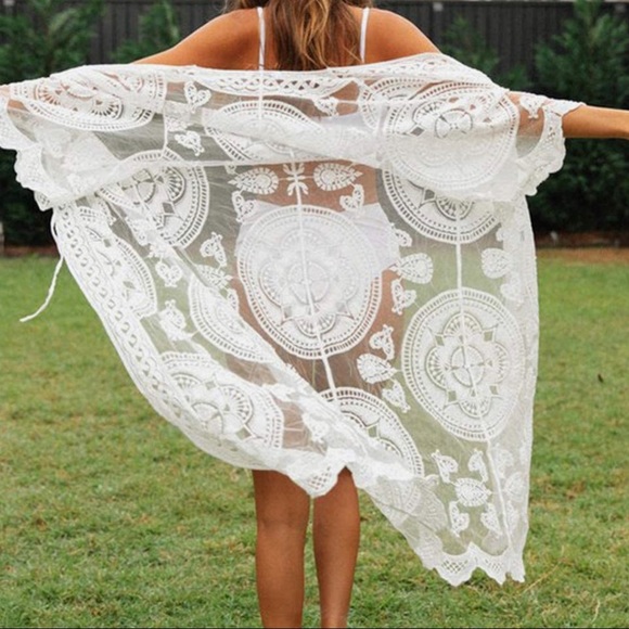 White Lace Cover Up - Picture 2 of 3